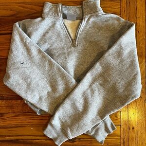TNA Cozy Gray Fleece Quarter Zip Pullover Crop Sweatshirt